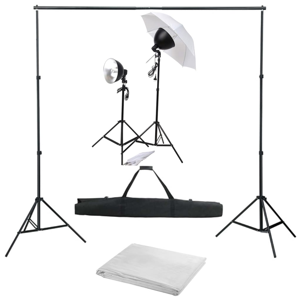 vidaXL Kit studio foto cu set de lumină și fundal imagine vidaxl.ro
