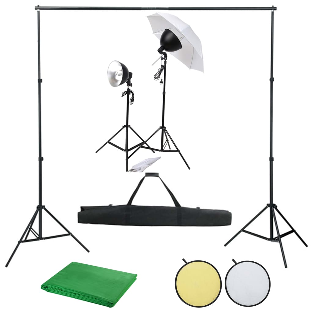 vidaXL Kit studio foto cu set de lumină fundal și reflector vidaxl.ro