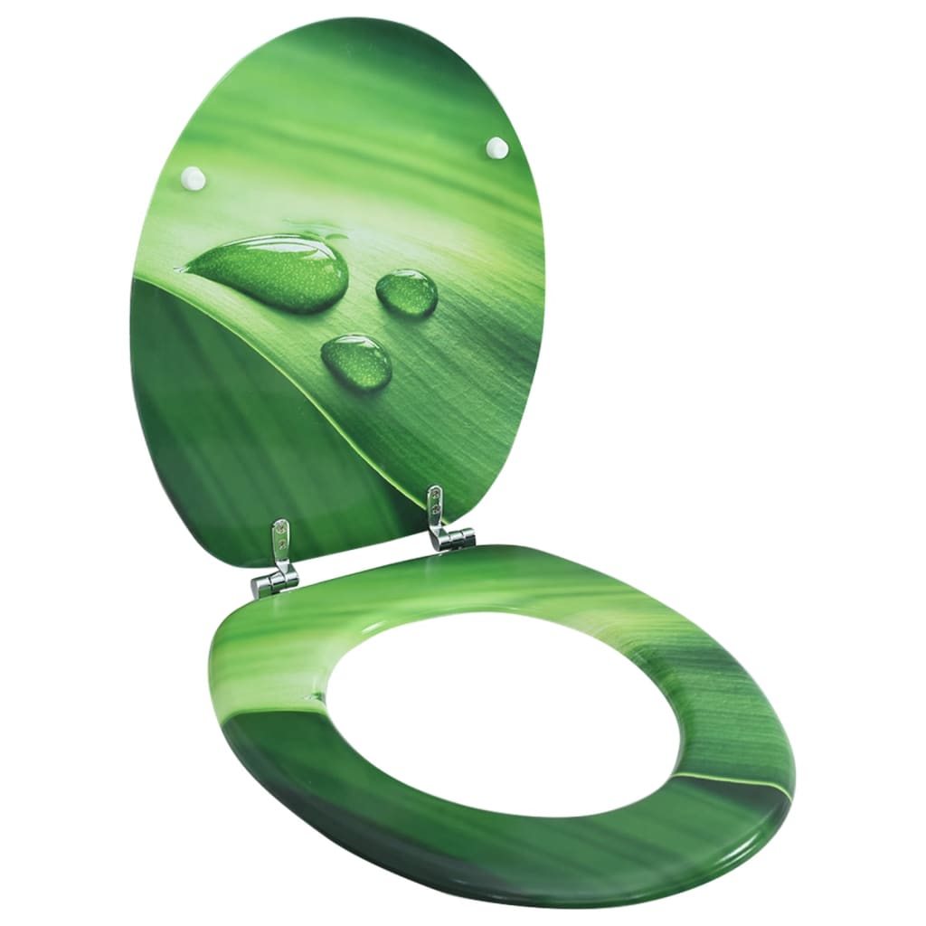vidaXL Capac WC, MDF, verde, model picătură de apă vidaXL