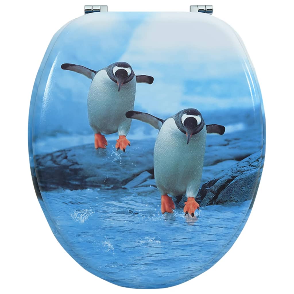 pingvinmintás MDF WC-ülőke fedéllel