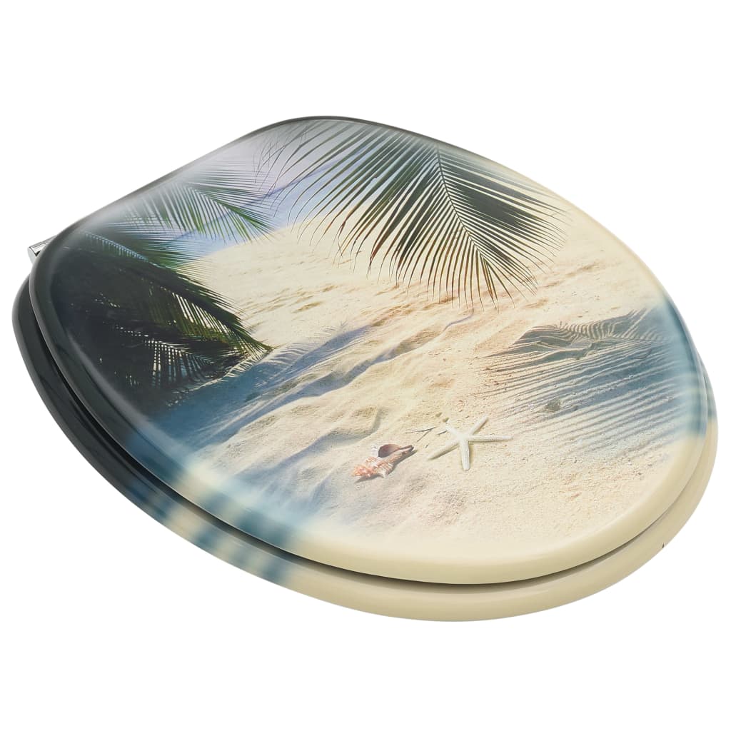 Thumbnail - vidaXL Toilettensitz mit Deckel MDF Strand-Design