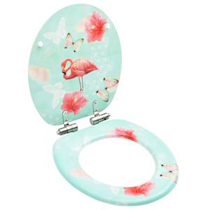 vidaXL WC prill-laud vaikselt sulguv, MDF, flamingodisainiga