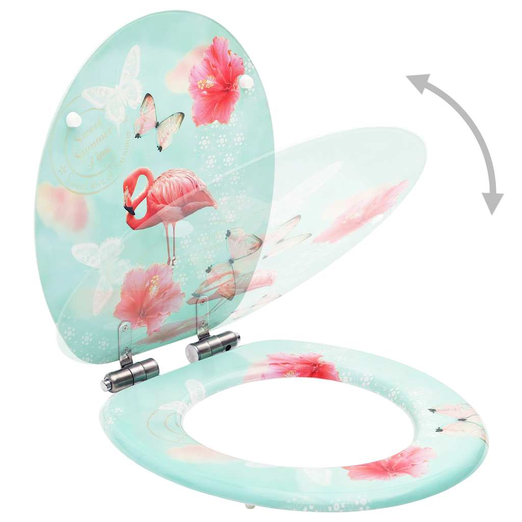 VidaXL Toiletbril Met Soft-close Deksel Flamingo Mdf