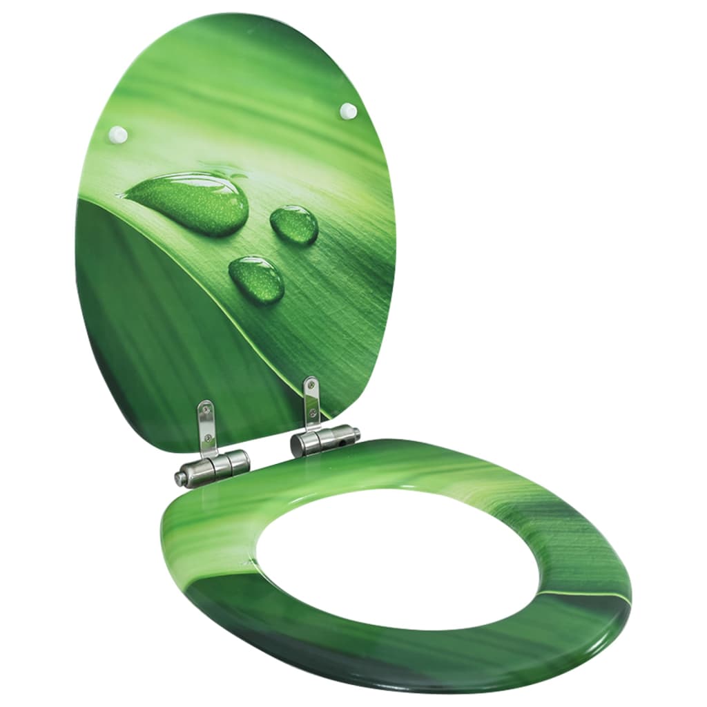 vidaXL Capac WC închidere silențioasă, verde, MDF, model picătură apă vidaXL
