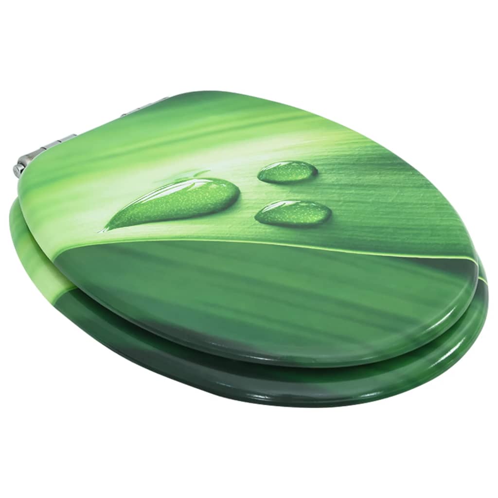 Thumbnail - vidaXL Toilettensitz Soft-Close-Deckel MDF Grün Wassertropfen-Design