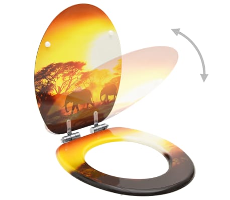 vidaXL Klozeto sėdynė su soft-close dangčiu, MDF, savanos dizaino