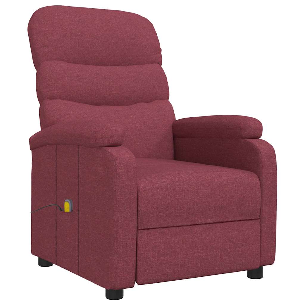 vidaXL Masážní křeslo vínové textil