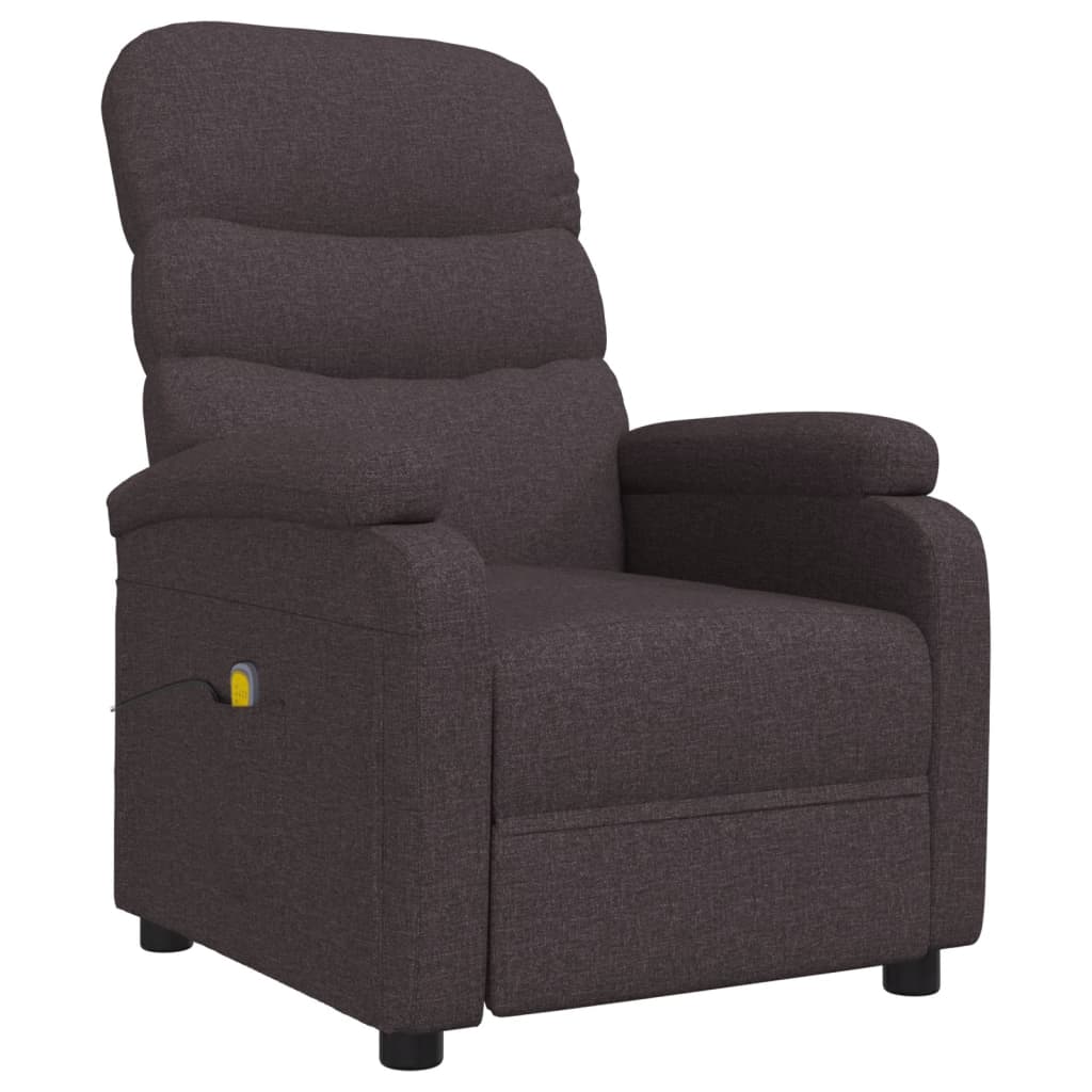 vidaXL Masážní křeslo tmavě hnědé textil