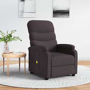 Masážní křeslo tmavě hnědé textil - obrázek 1
