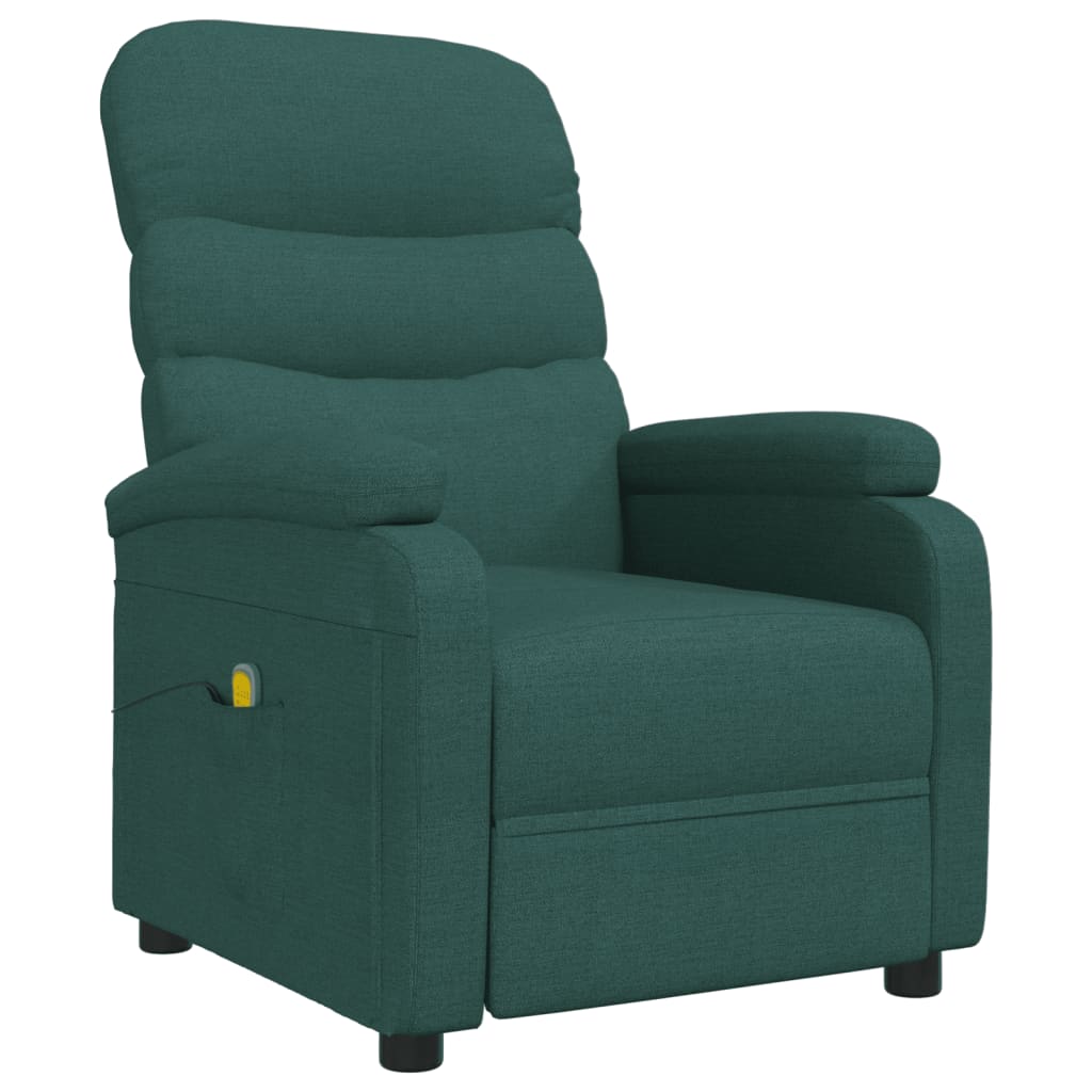 vidaXL Masážní křeslo tmavě zelené textil