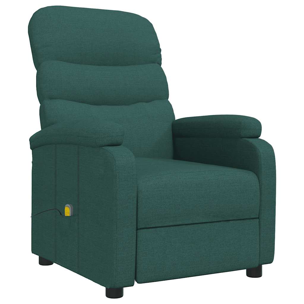 vidaXL Masážní křeslo tmavě zelené textil
