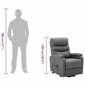 Zvedací křeslo světle šedé textil - obrázek 8