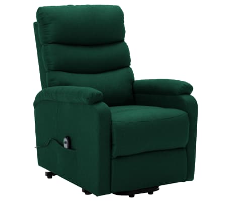vidaXL atpūtas krēsls, paceļams, tumši zaļš audums