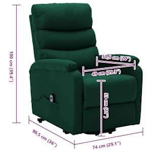 Zvedací křeslo tmavě zelené textil - obrázek 7