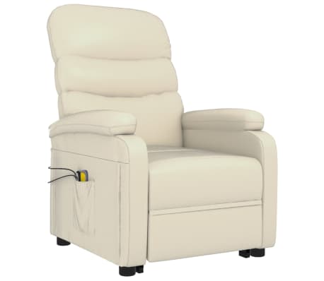vidaXL Stand up Massage Chair Cream White Faux Leather