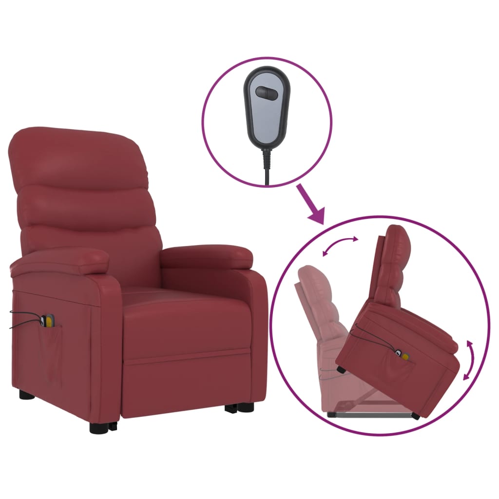 VidaXL Stand Up Massage Chair Wine Red Faux Leather