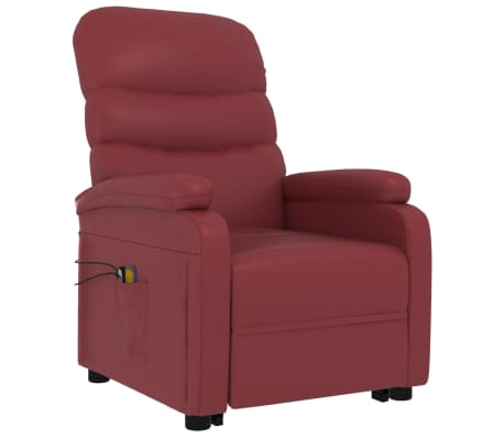vidaXL Fauteuil de massage Rouge bordeaux Similicuir