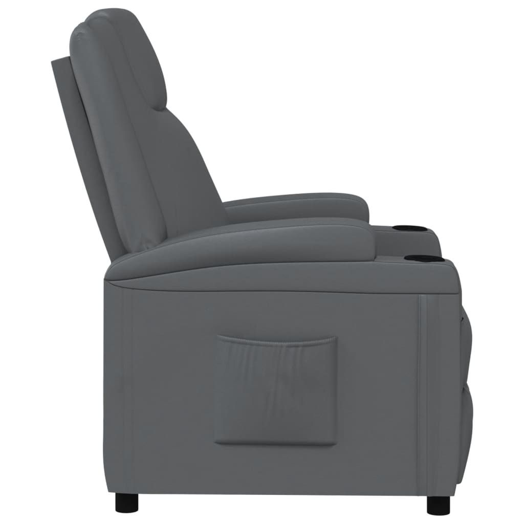 atpūtas krēsls, atgāžams, antracītpelēka mākslīgā āda | Stepinfit.lv