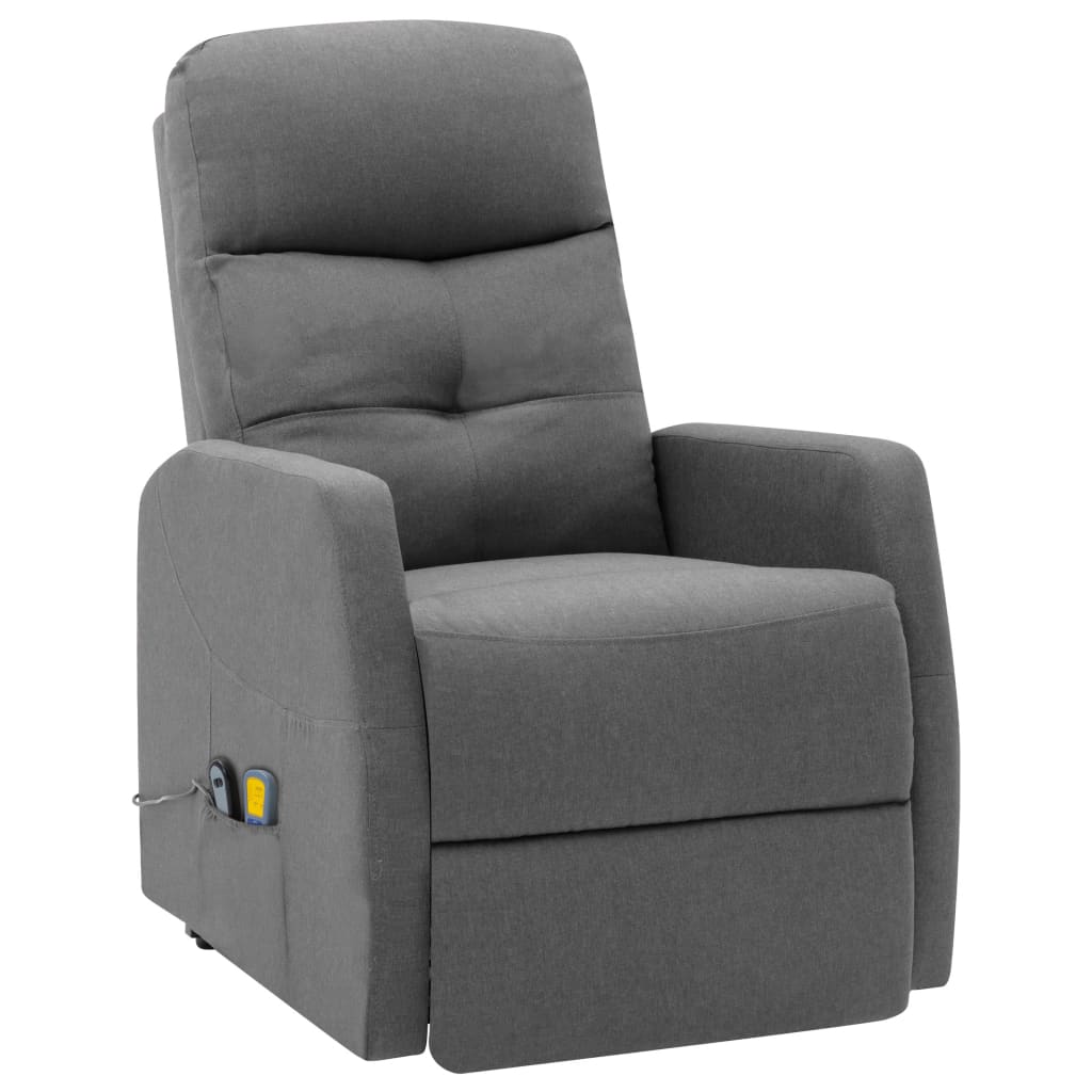 vidaXL Sillón de masaje elevable tela gris claro