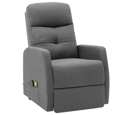 vidaXL Sillón de masaje elevable tela gris claro