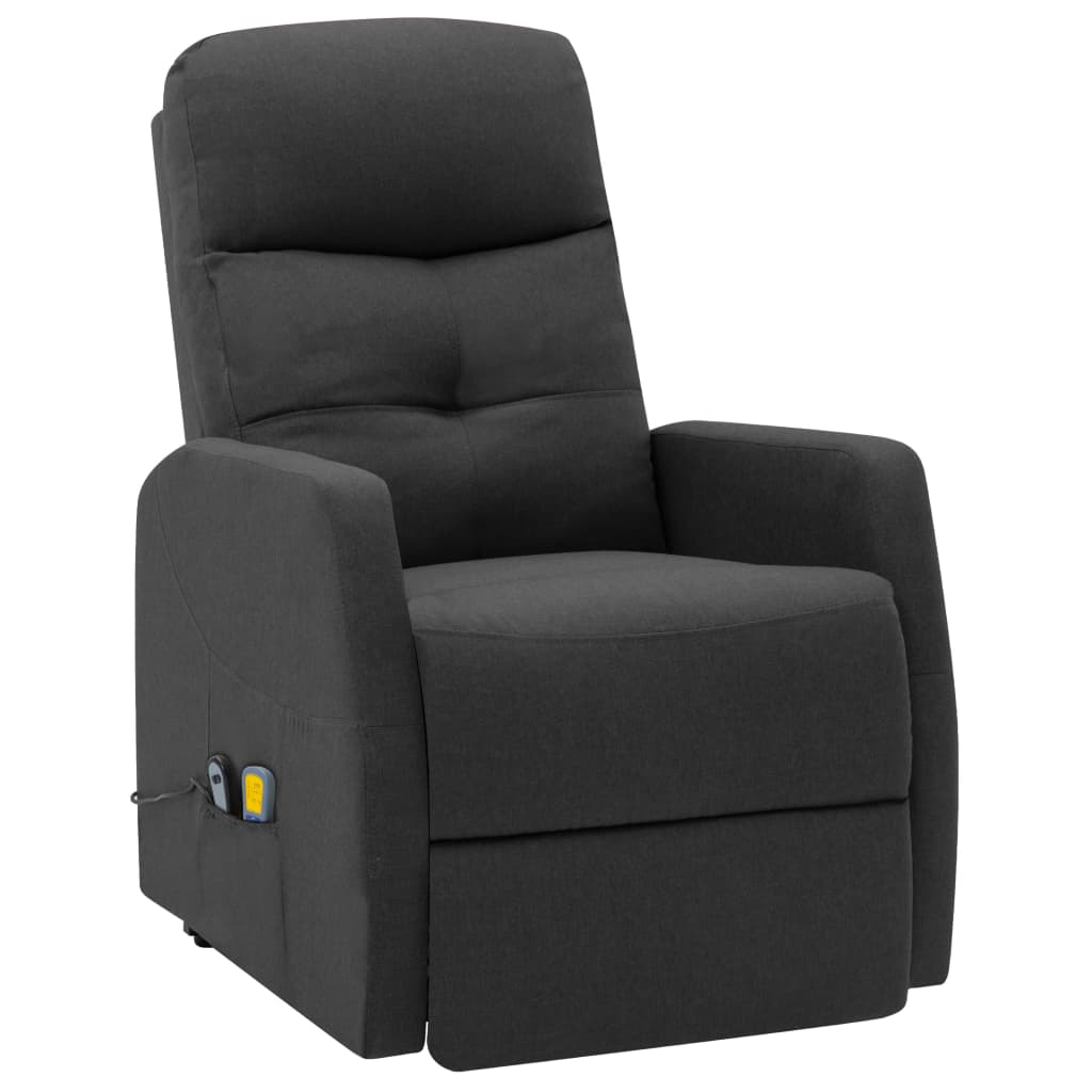 vidaXL Sillón de masaje elevable tela gris oscuro