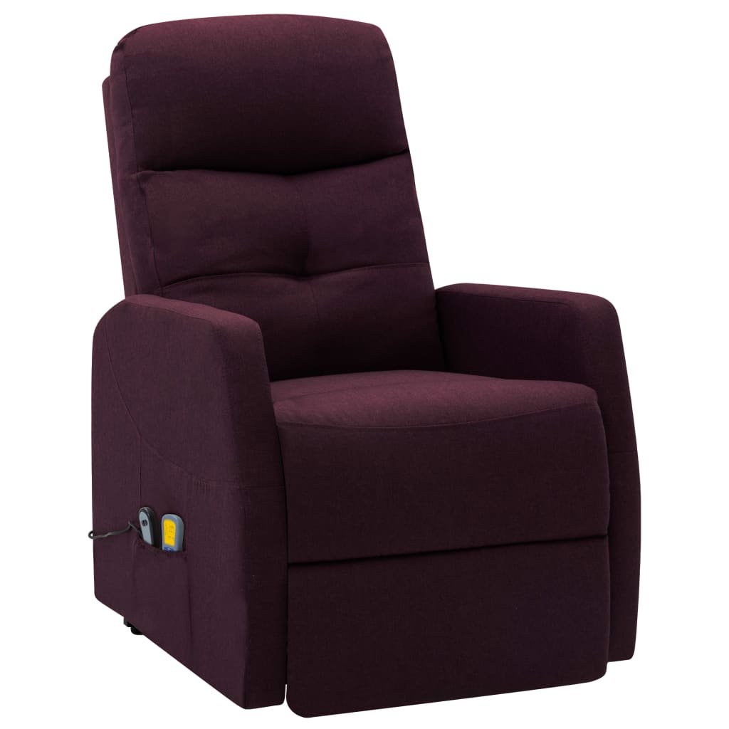 vidaXL Fotoliu de masaj cu ridicare, violet, material textil vidaXL imagine noua 2022