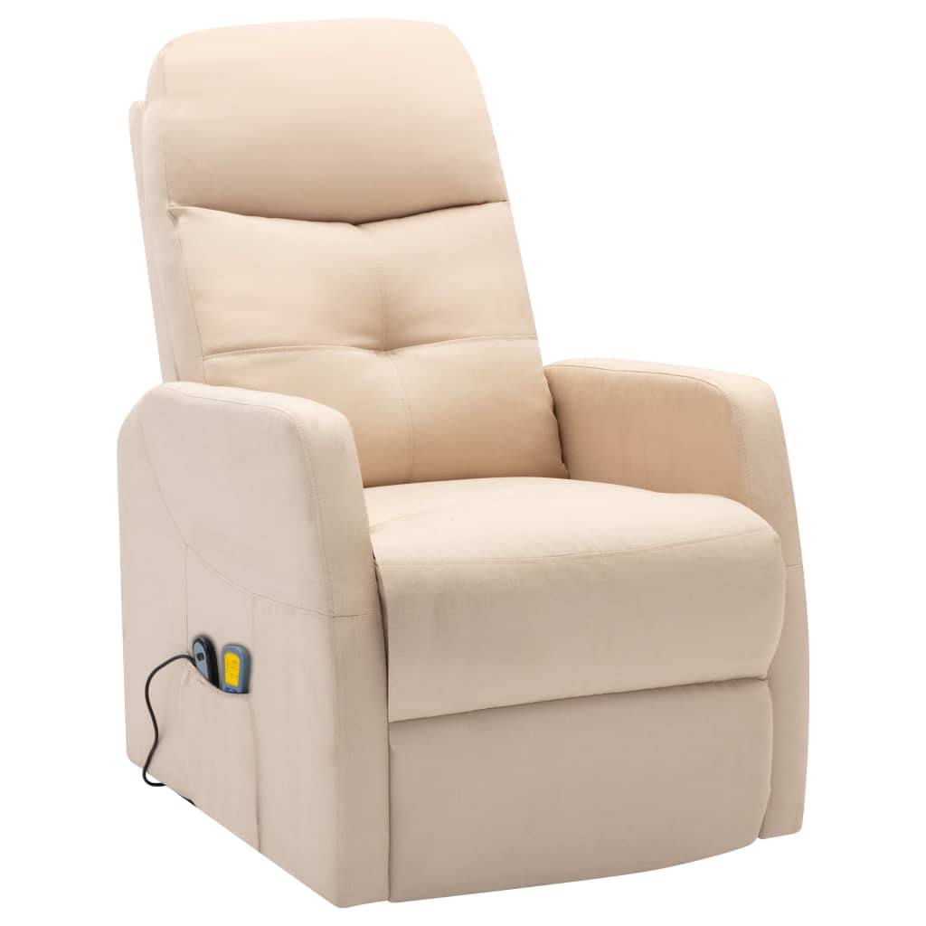 vidaXL Fauteuil de massage Crème Tissu