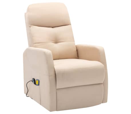 vidaXL Fauteuil de massage Crème Tissu