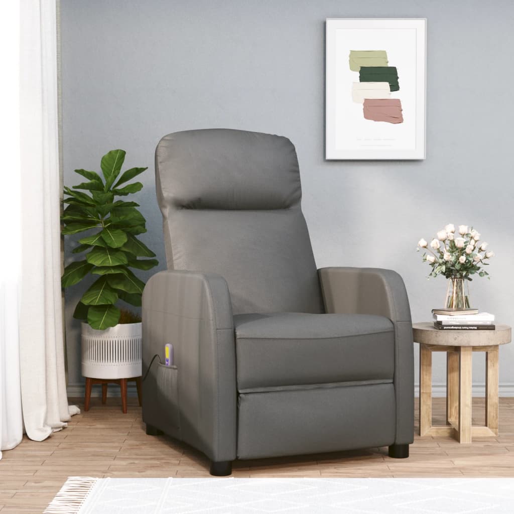 VidaXL Massage Reclining Chair Anthracite Faux Leather