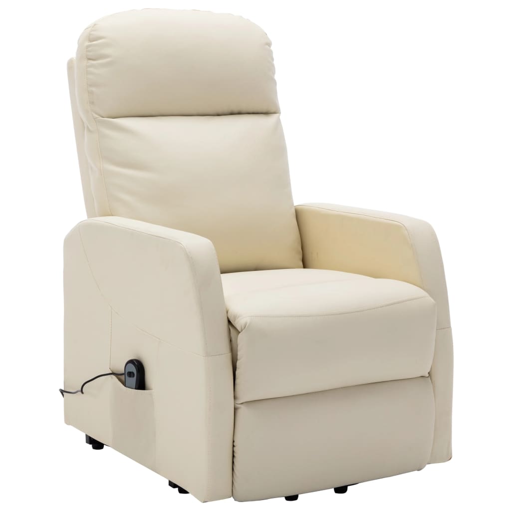 vidaXL Stand-up Recliner Cream White Faux Leather