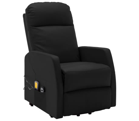 vidaXL Massagesessel mit Aufstehhilfe Schwarz Kunstleder