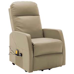 vidaXL Atsistojantis masažinis krėslas, kapučino spalvos, dirbtinė oda