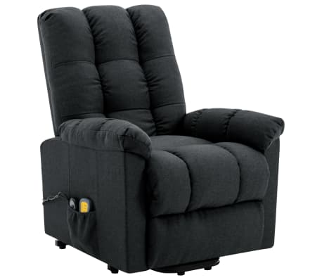 vidaXL Masažna fotelja na podizanje od tkanine tamnosiva