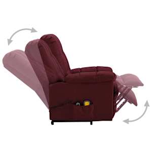 Zvedací masážní křeslo vínové textil - obrázek 4