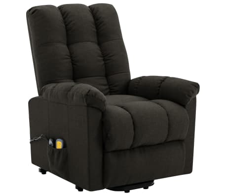 vidaXL Atsistojantis masažinis krėslas, tamsiai rudas, audinys