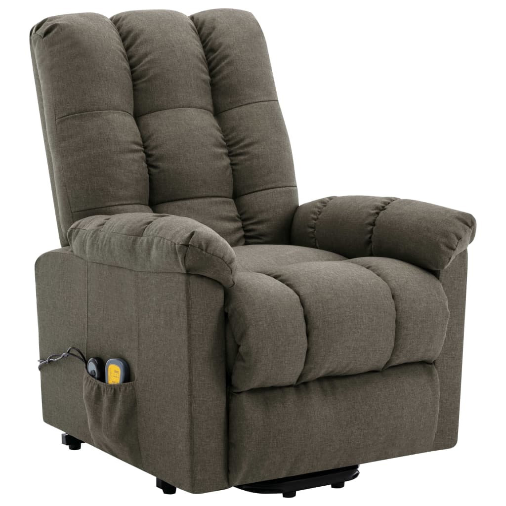 vidaXL Fauteuil de massage Taupe Tissu