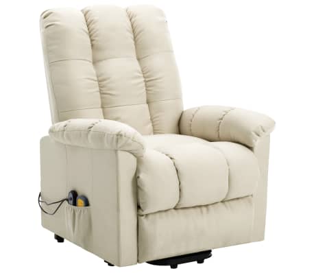 vidaXL Atsistojantis masažinis krėslas, kreminės spalvos, audinys