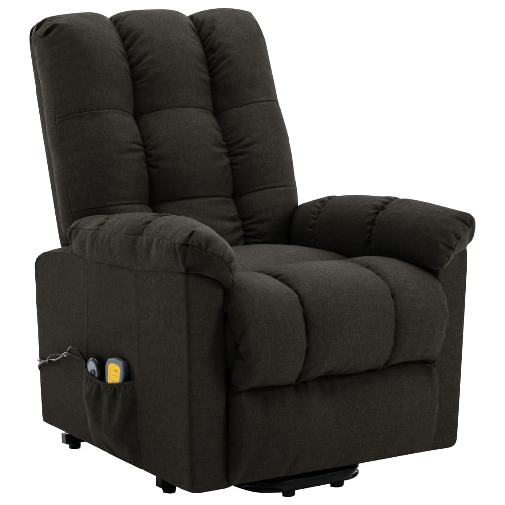 Vidaxl Power Lift Massage Recliner Brown Fabric