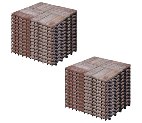 vidaXL Grindų plytelės, 22vnt., 30x30cm, perdirbtos medienos masyvas