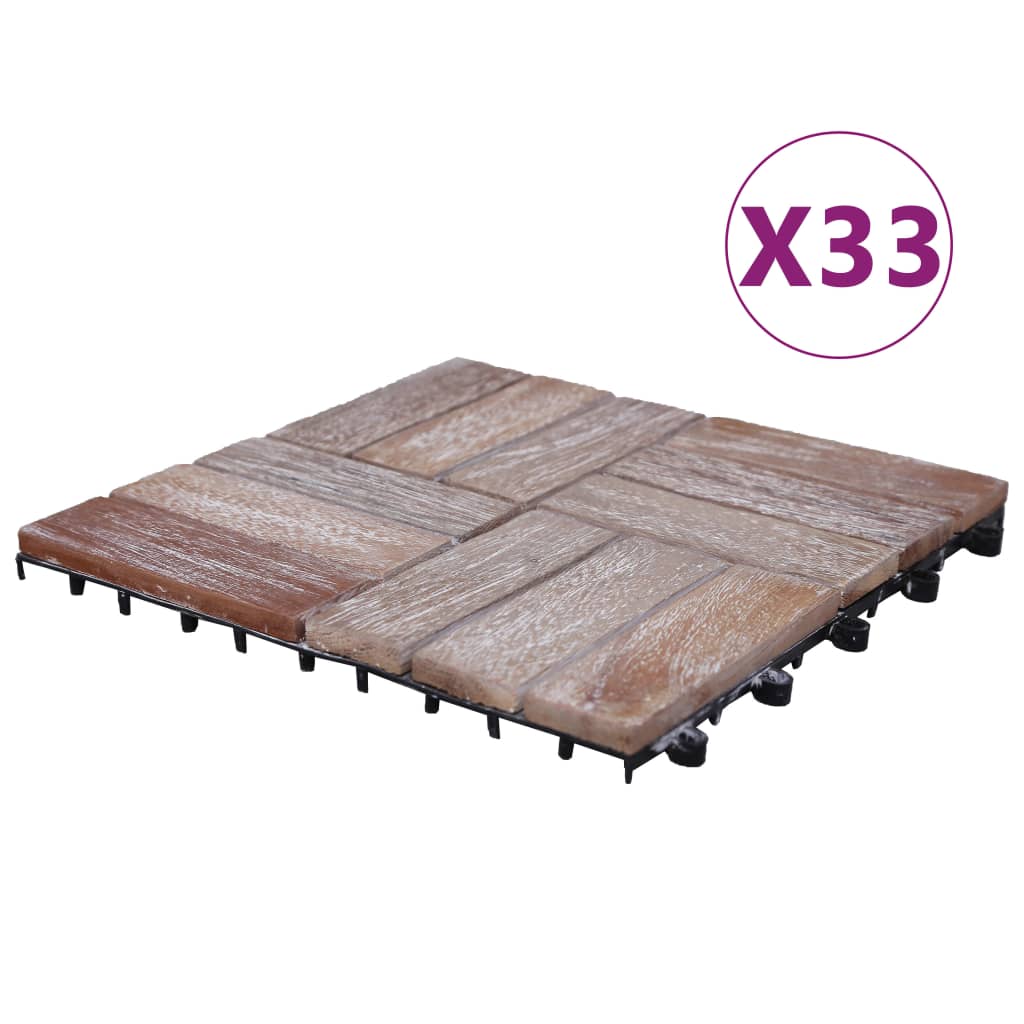 vidaXL Plăci de pardoseală, 33 buc., 30 x 30 cm, lemn masiv reciclat imagine vidaxl.ro