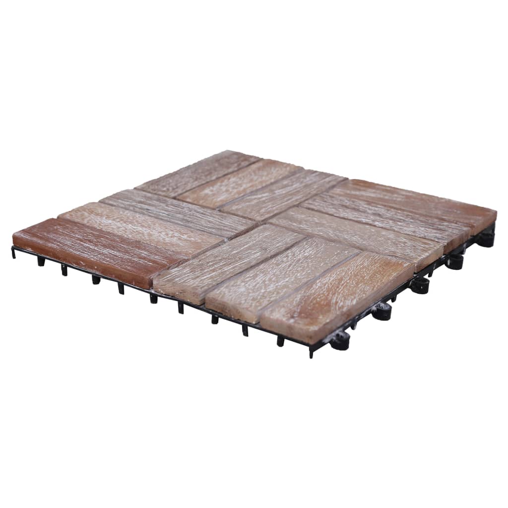 vidaXL Plăci de pardoseală, 33 buc., 30 x 30 cm, lemn masiv reciclat