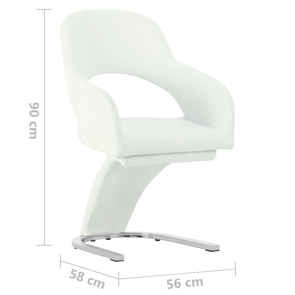 Jedilni stol 2 kosa belo umetno usnje