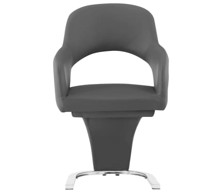 vidaXL Valgomojo kėdės, 2vnt., pilkos spalvos, dirbtinė oda