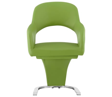 vidaXL virtuves krēsli, 2 gab., zaļa mākslīgā āda