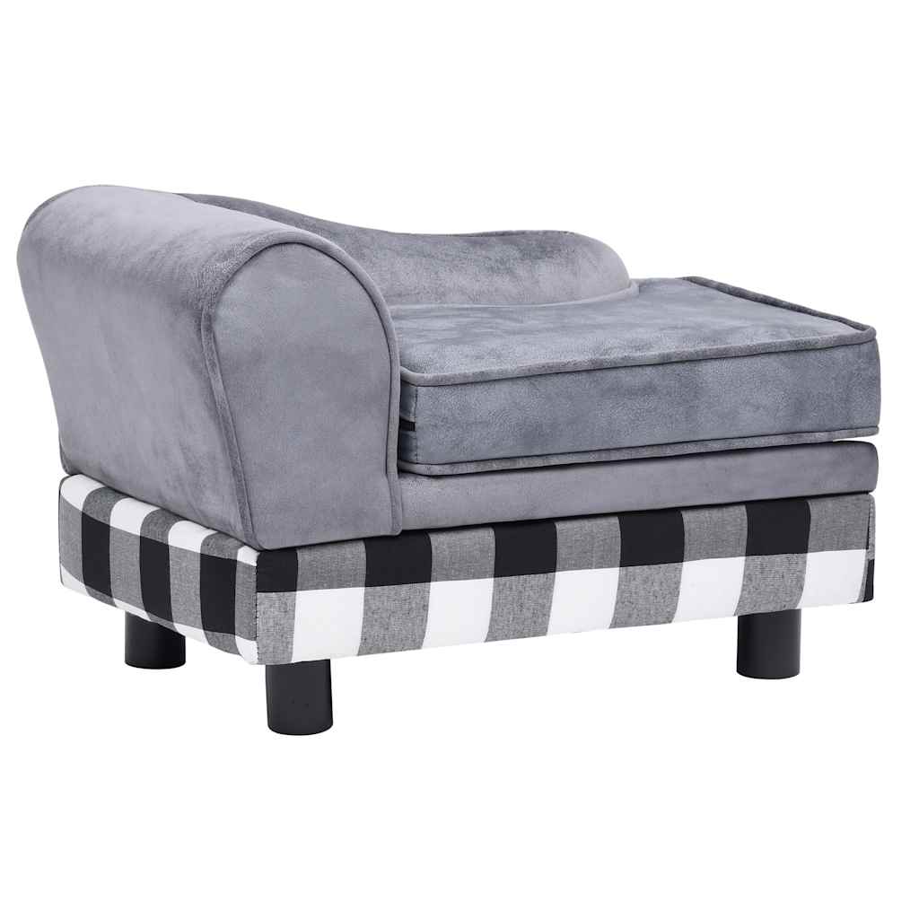 vidaXL Hondenbank 57x34x36 cm pluche grijs