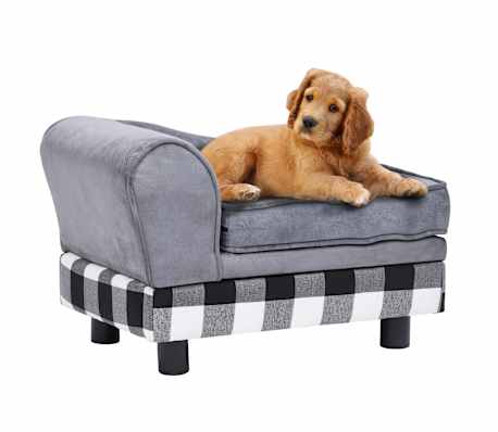 vidaXL Hondenbank 57x34x36 cm pluche grijs