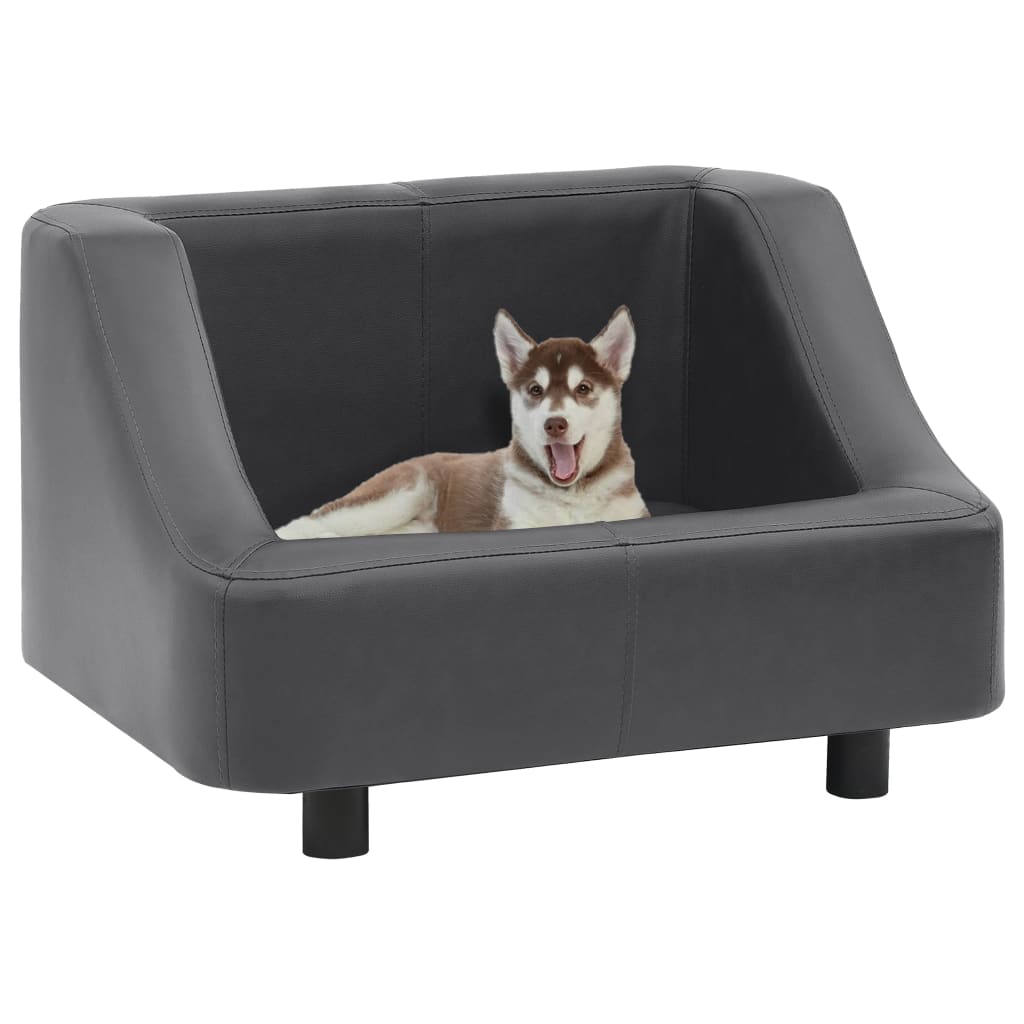 vidaXL Canapea pentru câini, gri, 67 x 52 x 40 cm, piele ecologică Accesorii