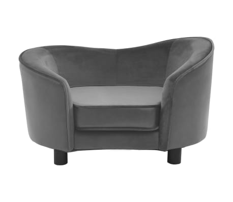 vidaXL suņu dīvāns, pelēks, 69x49x40 cm, plī&scaron;s, mākslīgā āda