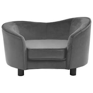 vidaXL suņu dīvāns, pelēks, 69x49x40 cm, plī&scaron;s, mākslīgā āda