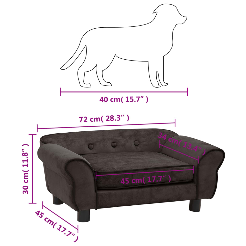 Canapé pour chien marron - 72x45x30 cm